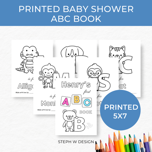Printed 5x7 Baby Shower Animal ABC Book