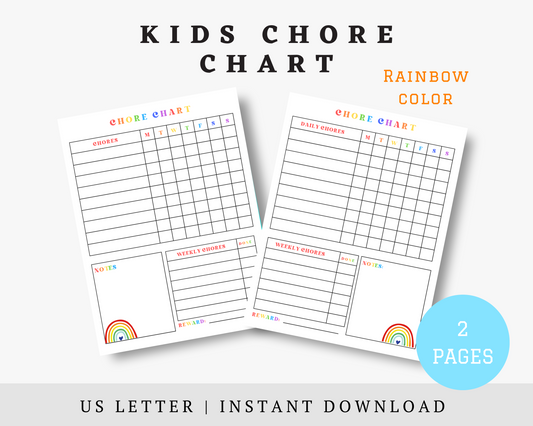 Printable weekly chore chart for kids