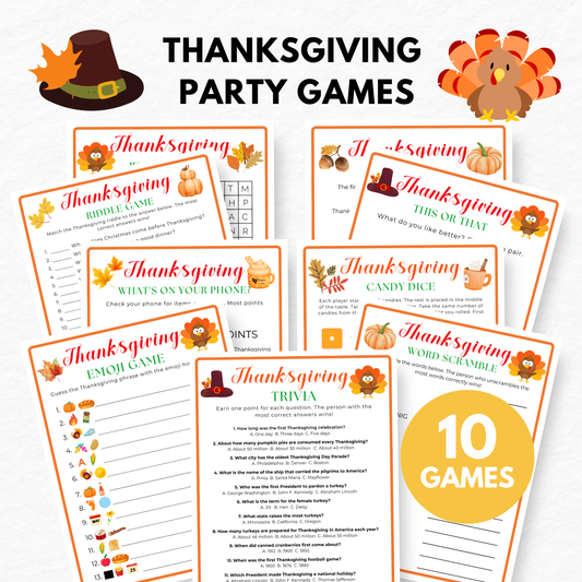 Thanksgiving Party Game Bundl- Digital Download