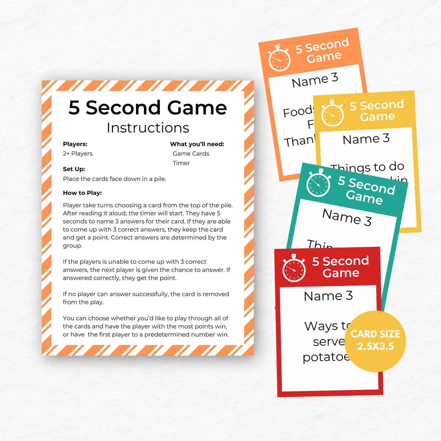 Thanksgiving 5 Second Game - Digital Download