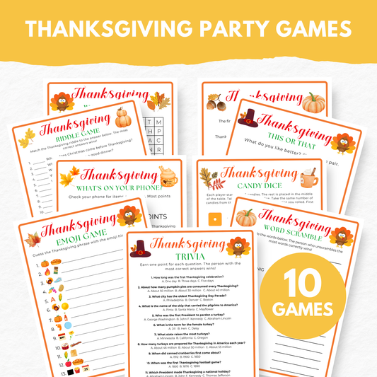 Thanksgiving Party Game Bundl- Digital Download