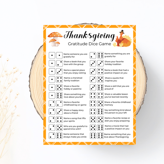 Thanksgiving Gratitude Dice Game - Digital Download