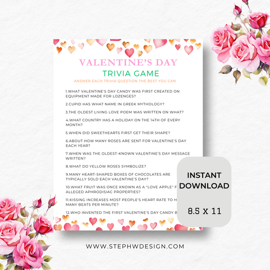 Valentines Trivia Game - Printable Valentines Game