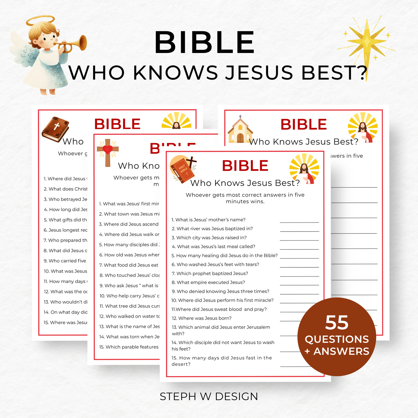 Bible Who Knows Jesus Game - Printable Trivia for Kids,Adults