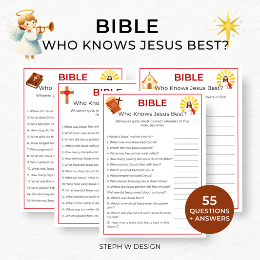 Bible Who Knows Jesus Game - Printable Trivia for Kids,Adults