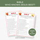 Bible Who Knows Jesus Game - Printable Trivia for Kids,Adults