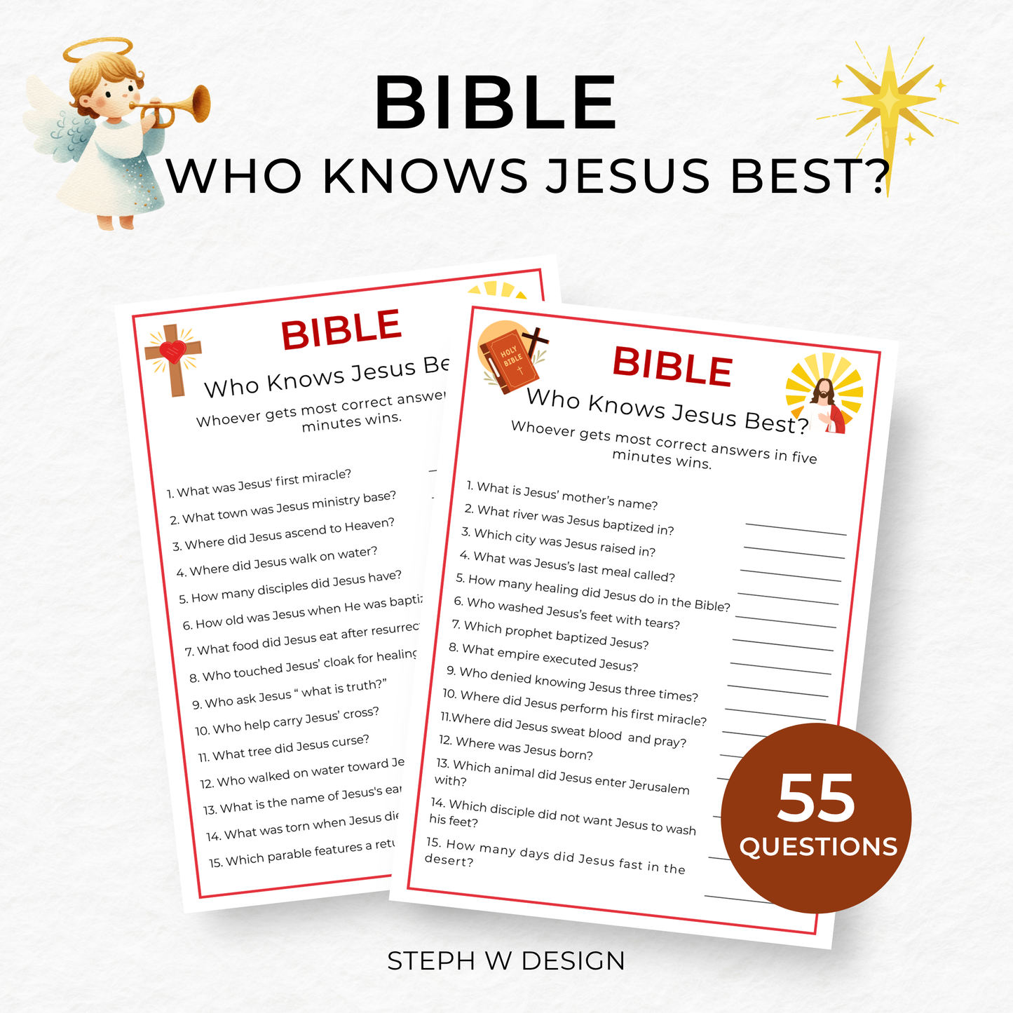 Bible Who Knows Jesus Game - Printable Trivia for Kids,Adults