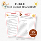 Bible Who Knows Jesus Game - Printable Trivia for Kids,Adults