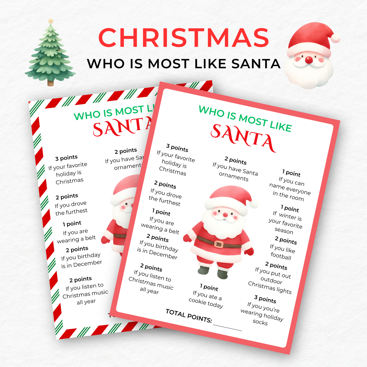 Christmas Who is Most Like Santa Game - Digital Download